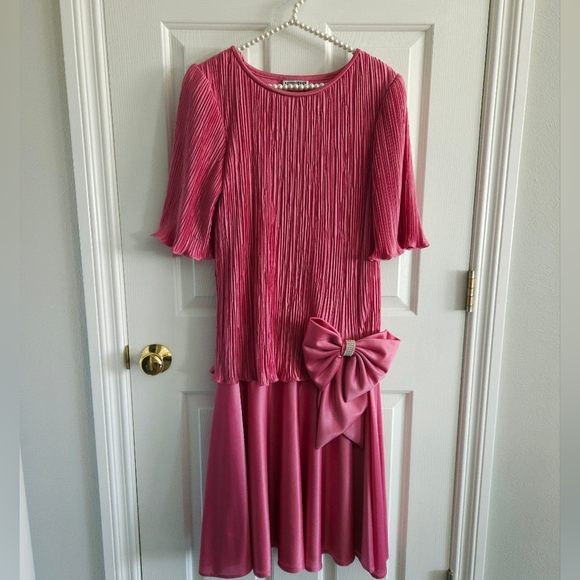 Vintage 1980s Afterdark Pink Cocktail/Prom Dress - Picture 1 of 10